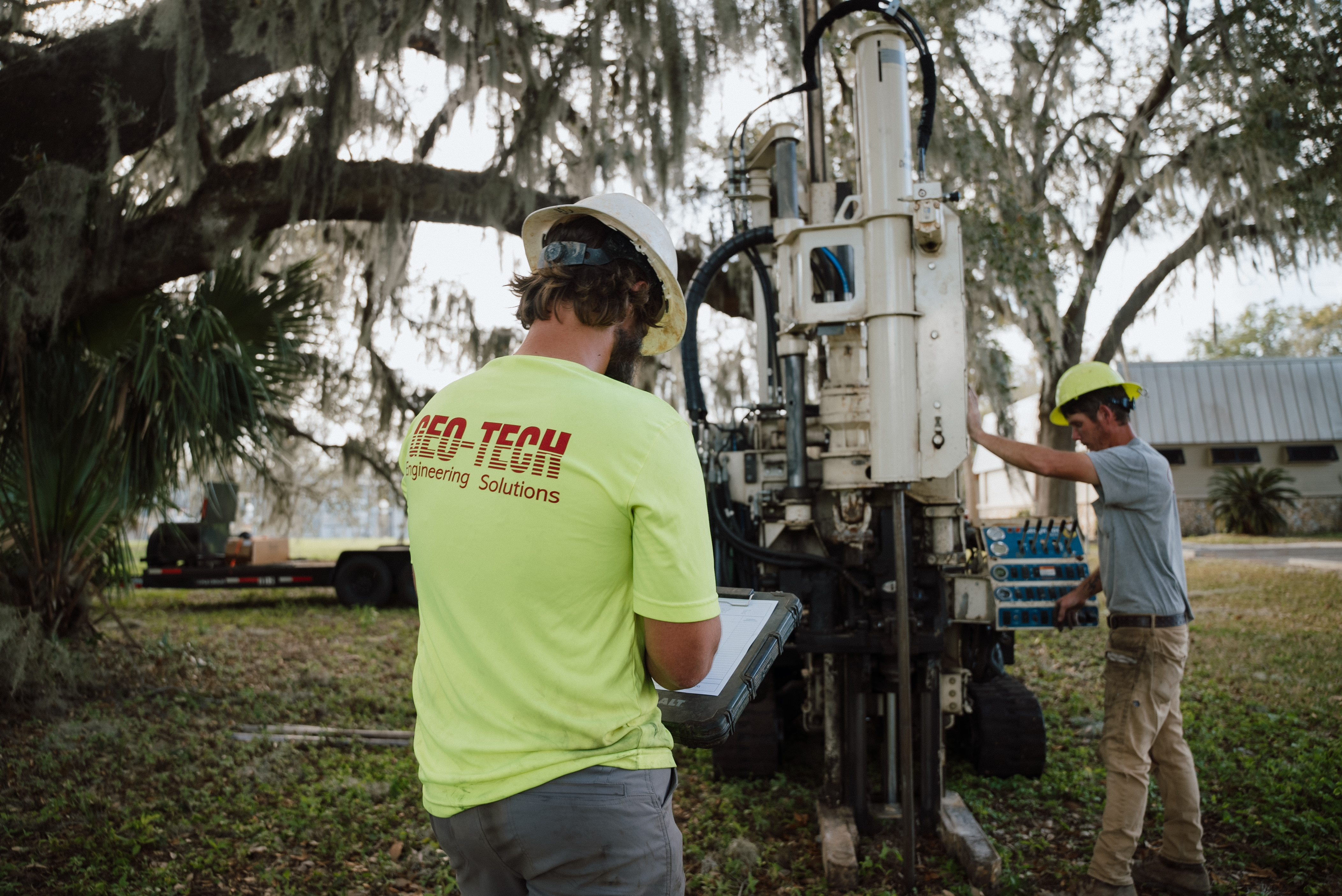 Percolation testing in Florida measuring how fast water drains through soil
